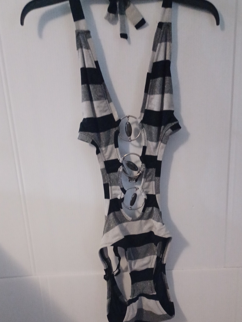 BECCA by Rebecca Virtue Halter One-Piece Swimsuit with Ring Details Size L